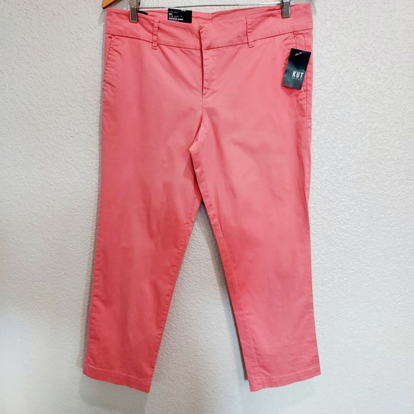 NEW Kut  From Kloth Coral Capri Chinos Size 10 - Picture 1 of 12